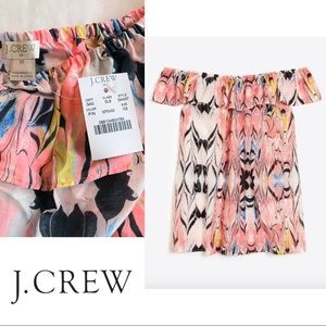 J. Crew Pink Marble Off Shoulder Top sz XS NWT